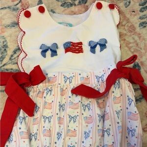 Charming Kids Dress with Red and Blue Bows